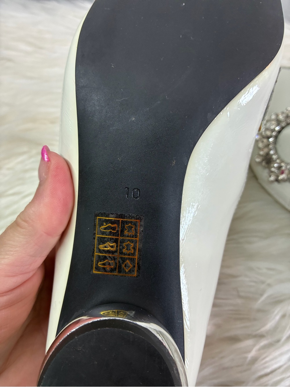 Jeffrey Campbell White Patent Pointed-Toe Flats with Crystal Buckles - Picture 5 of 10